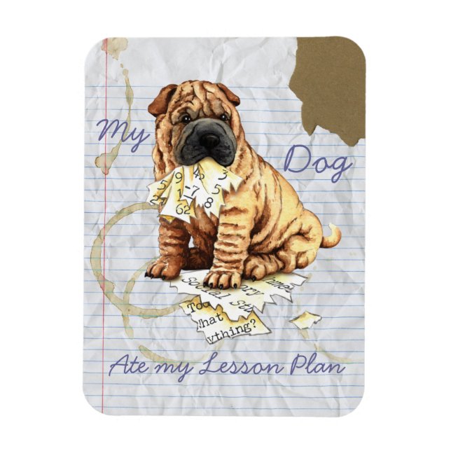 Magnet Flexible My Chinese Shar-Pei Mange Mon Plan De Leçon (Vertical)