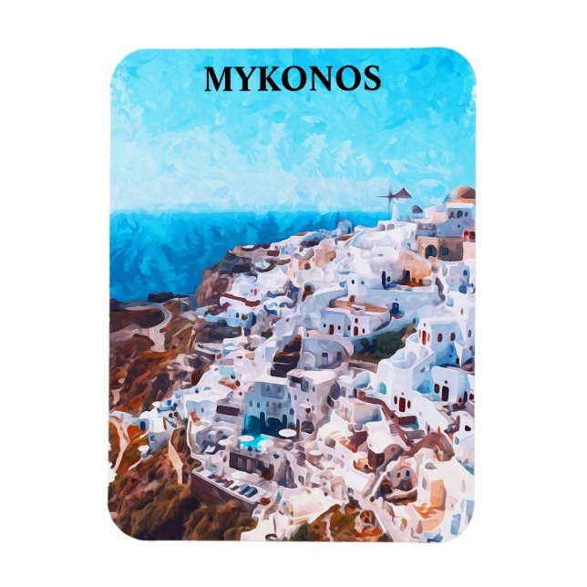 Magnet Flexible Mykonos Grèce aquarelle peinture (Vertical)