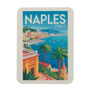 Magnet Flexible Naples Italie Illustration Voyage Art Vintage