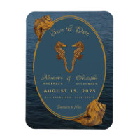 Nautical Gold Seahorse Beach Mariage Enregistrer l