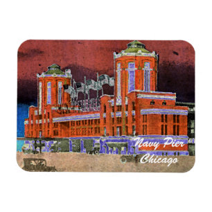 Magnet Flexible Navy Pier Chicago 1920's Watercolor Art Windy City