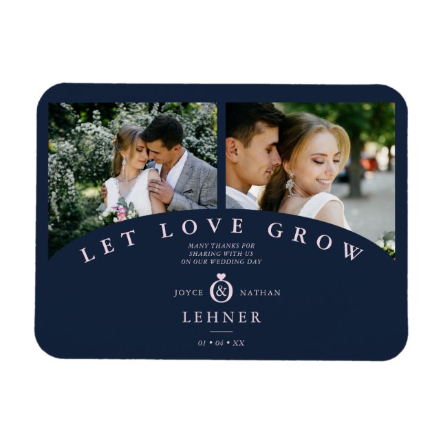 Magnet Flexible Navy Pink Elegant 2 Photos laissez Love Grow Maria (Horizontal)