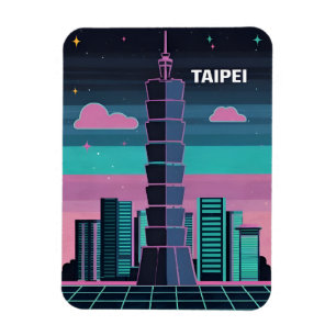 Magnet Flexible Neon 80s Synthwave Taipei 101 Taiwan
