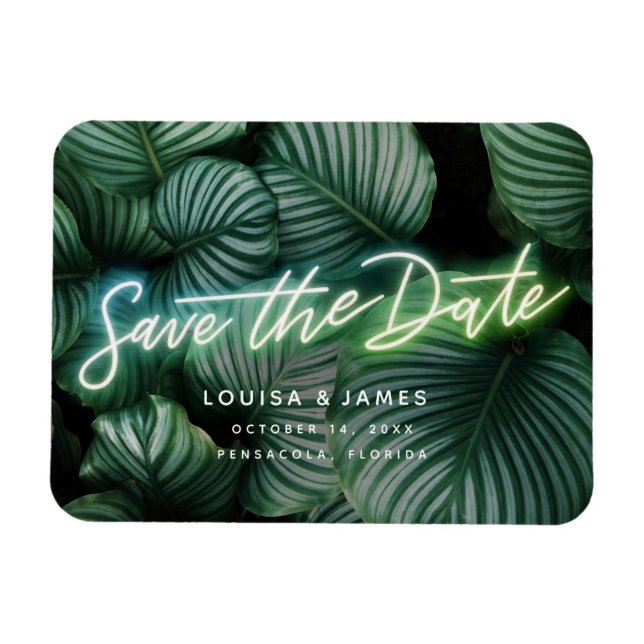 Magnet Flexible Neon Sign Modern Tropical Enregistrer la date (Horizontal)