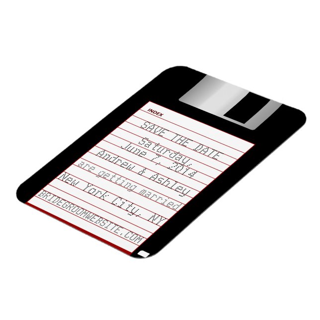 Magnet Flexible Nerdy Wedding Enregistrer La Disquette Date (Côté Gauche)