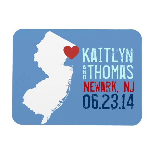 Magnet Flexible New Jersey Enregistrer la date - Ville personnalis (Horizontal)