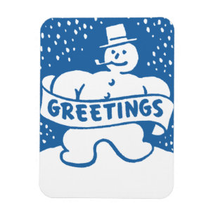 Magnet Flexible Noël Bonhomme de Neige Rétro Vintage