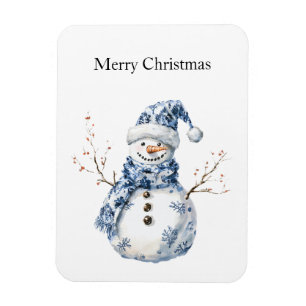 Magnet Flexible Noël Chic Bleu Blanc Snowman