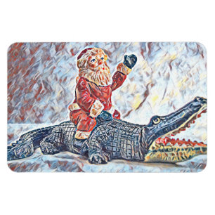 Magnet Flexible Noël en Floride Santa Claus équitation Alligator