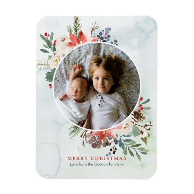 Magnet Flexible Noël Floral Carte photo magnétique (Vertical)