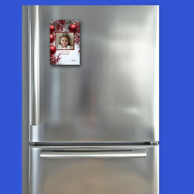 Magnet Flexible Noël Je T'Aime Grand-Mère Rouge Ornements (Créateur téléchargé)