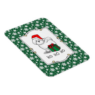 Magnet Flexible Noël Père Noël Bichon Frise Chien mignonne
