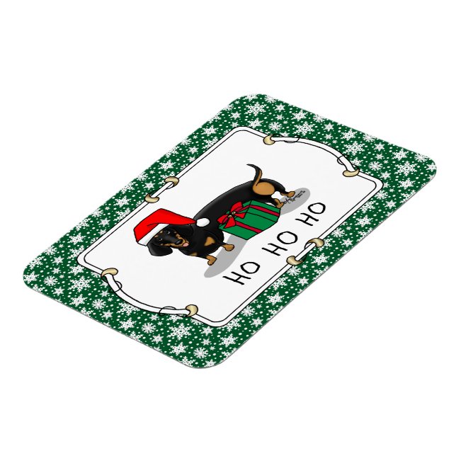 Magnet Flexible Noël Père Noël Dachshund (S noir & tan) mignonne (Côté Gauche)