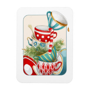 Magnet Flexible Noël Tea Party Red Green Teups