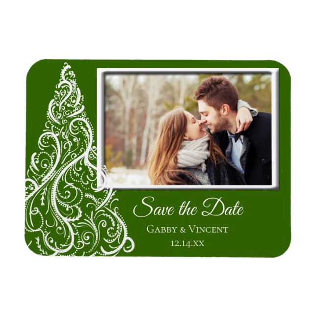 Magnet Flexible Noël vert Mariage d'hiver Enregistrer la photo de  (Horizontal)