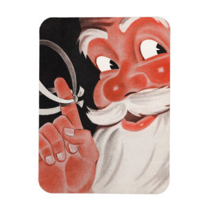 Magnet Flexible Noël Vintage, Jolly Santa Claus avec String