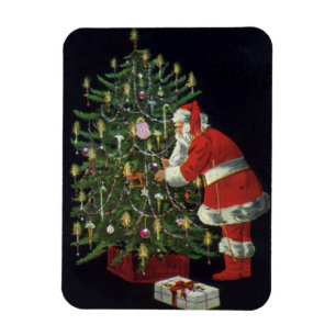 Magnet Flexible Noël vintage, Père Noël avec présents