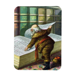 Magnet Flexible Noël vintage, Père Noël Liste des enfants sages et