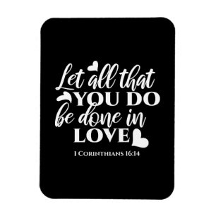 Magnet Flexible Noir & Blanc 1 Corinthiens 16:14 Verse de la Bible