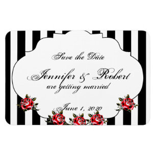Magnet Flexible Noir Blanc et Rouge Rose Mariage Enregistrer la da