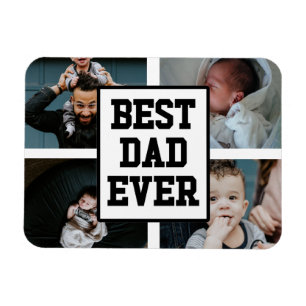 Magnet Flexible Noir Blanc Meilleur Papa Jamais Photo Personnalisé