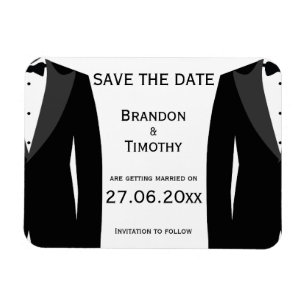 Magnet Flexible Noir Et Blanc Mariage Gay Enregistrer La Date Magn