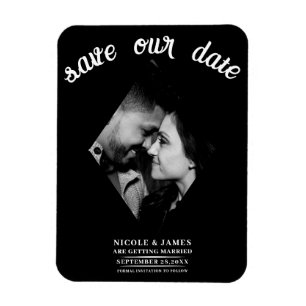 Magnet Flexible Noir Minimal Diamant Photo Mariage Économisez la D