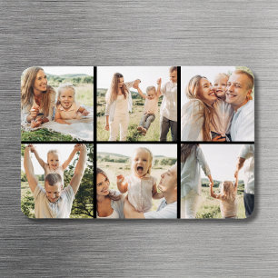 Magnet Flexible Noir moderne Simple Personnalisé 6 Photo Collage