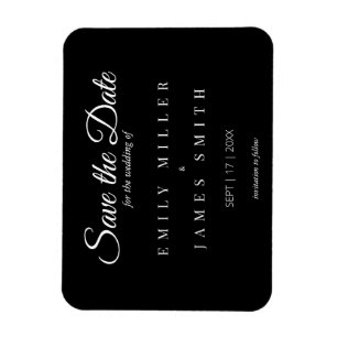 Magnet Flexible Noir noir simple Noir mariage Enregistrer la date