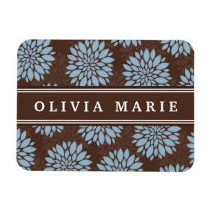 Magnet Flexible Nom Brown Baby Blue Flower Motif