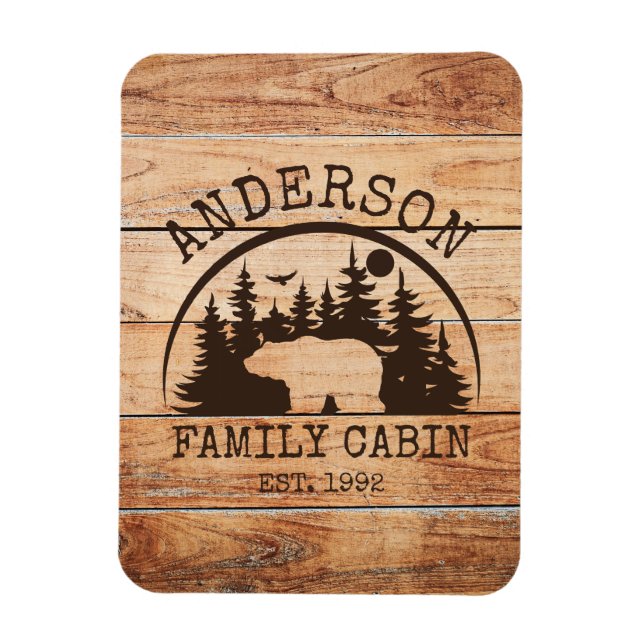 Magnet Flexible Nom du Cabine de famille Personnalisé en bois rust (Vertical)