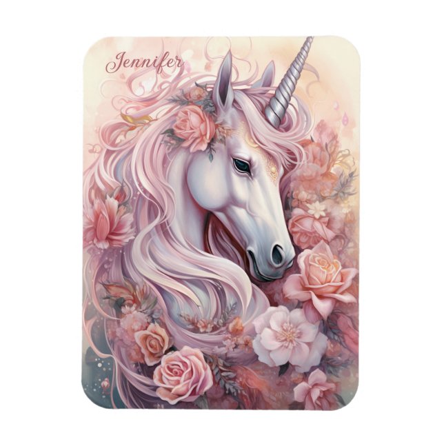 Magnet Flexible Nom personnalisé belle licorne (Vertical)