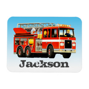 Magnet Flexible Nom personnalisé de l'enfant Fire Truck Party