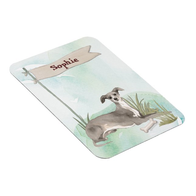 Magnet Flexible Nom personnalisé Italien Greyhound Animal Chien (Côté Droit)