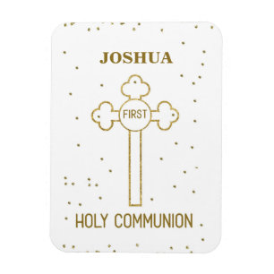 Magnet Flexible Nom personnalisé Première Sainte Communion Gold Lo