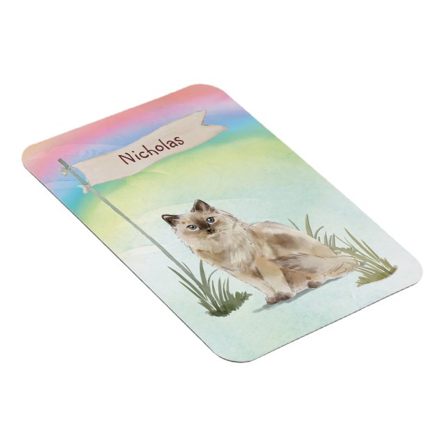 Magnet Flexible Nom personnalisé Ragdoll Chat Pet (Côté Droit)