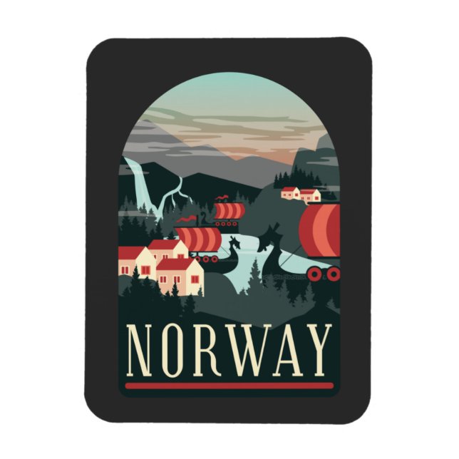 Magnet Flexible Norvège Paysage Vintage (Vertical)
