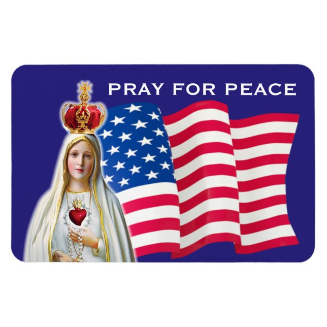 Magnet Flexible Notre-Dame de Fatima PRIE POUR LA PAIX USA VOITURE (Horizontal)