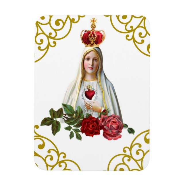 Magnet Flexible Notre-Dame de Fatima Rosaire Roses de la Couronne (Vertical)
