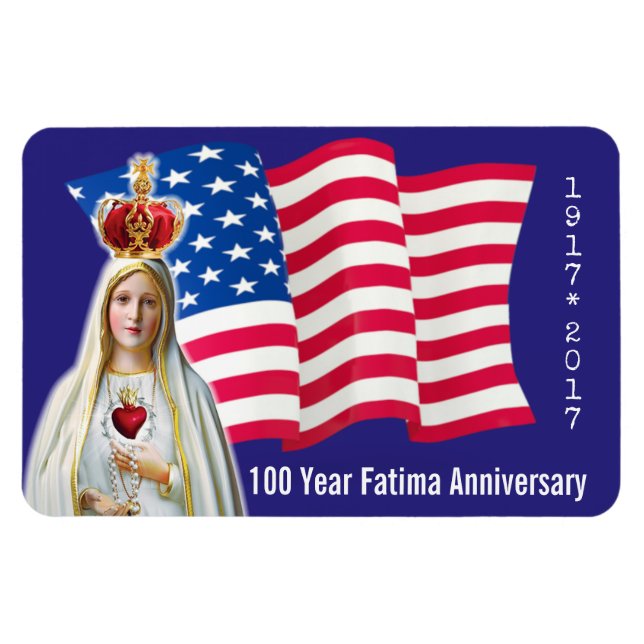 Magnet Flexible Notre Dame de Fatima USA DRAPEAU 100 ANS ANNIVERSA (Horizontal)