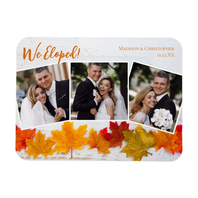 Magnet Flexible Nous avons élopé automne feuille Mariage photo Fai (Horizontal)