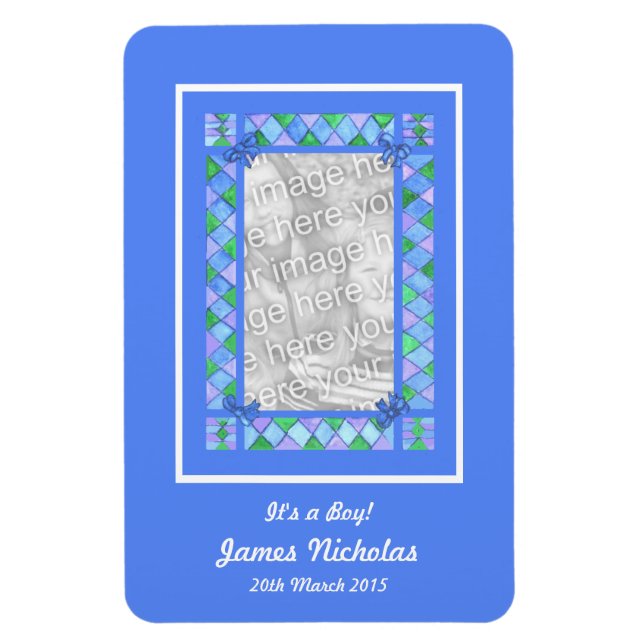 Magnet Flexible Nouveau bébé garçon Faire-part magnétique flexible (Vertical)