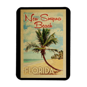 Magnet Flexible Nouveau Smyrna Beach Palm Tree Vintage voyage