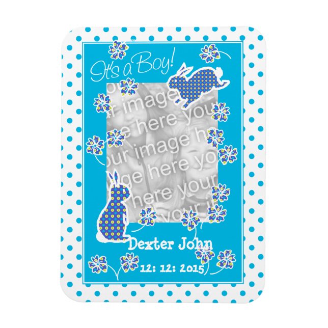 Magnet Flexible Nouvel aimant photo bébé garçon, lapins lapins mig (Vertical)