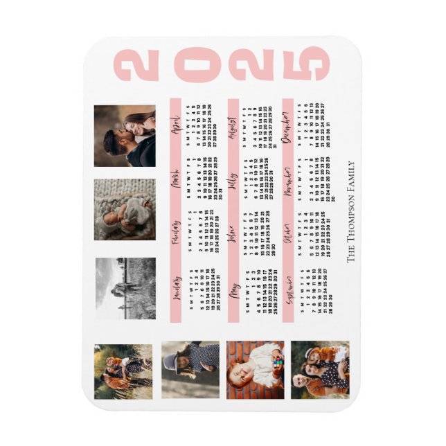 Magnet Flexible Nouvel An 2024 Calendrier Famille Multiphoto Colla (Vertical)