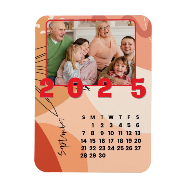 Magnet Flexible Nouvel An 2025 Calendrier Septembre Photo de famil (Vertical)