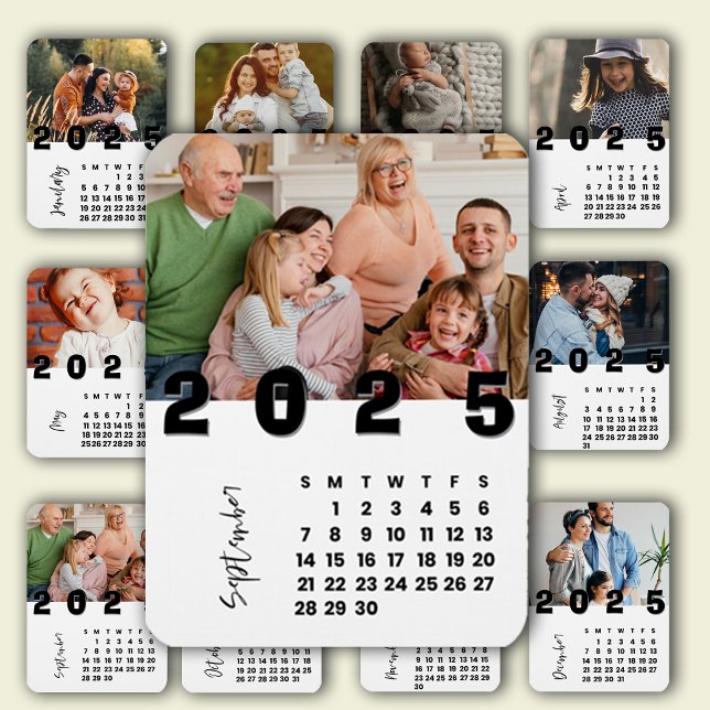 Magnet Flexible Nouvel An 2025 Calendrier Septembre Photo de famil (New Year 2025 Calendar September Family Photo Magnet)