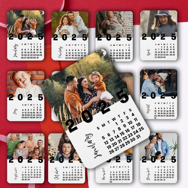 Magnet Flexible Nouvel An 2025 Janvier Calendrier Photo de famille (New Year 2025 January Calendar Family Photo Magnet)