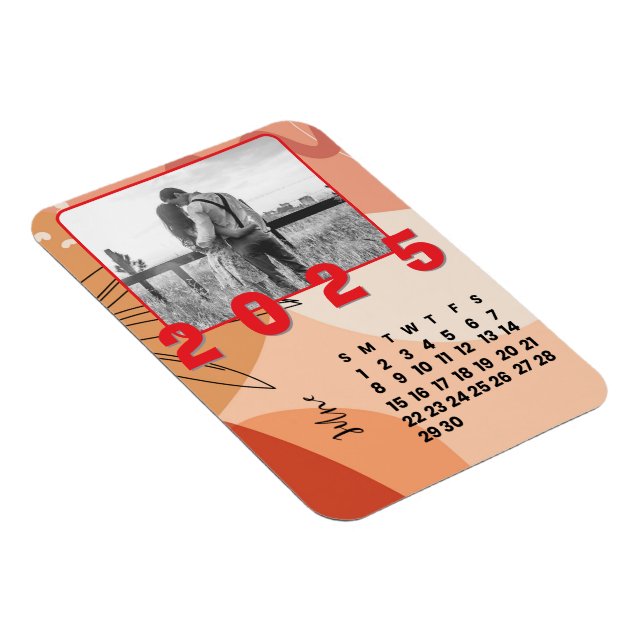 Magnet Flexible Nouvel An 2025 Juin Calendrier Mois Photo de famil (Côté Droit)