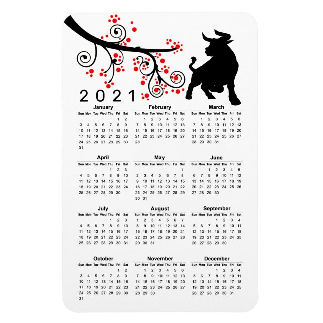 Magnet Flexible Nouvel An chinois du calendrier annuel de la flora (Vertical)